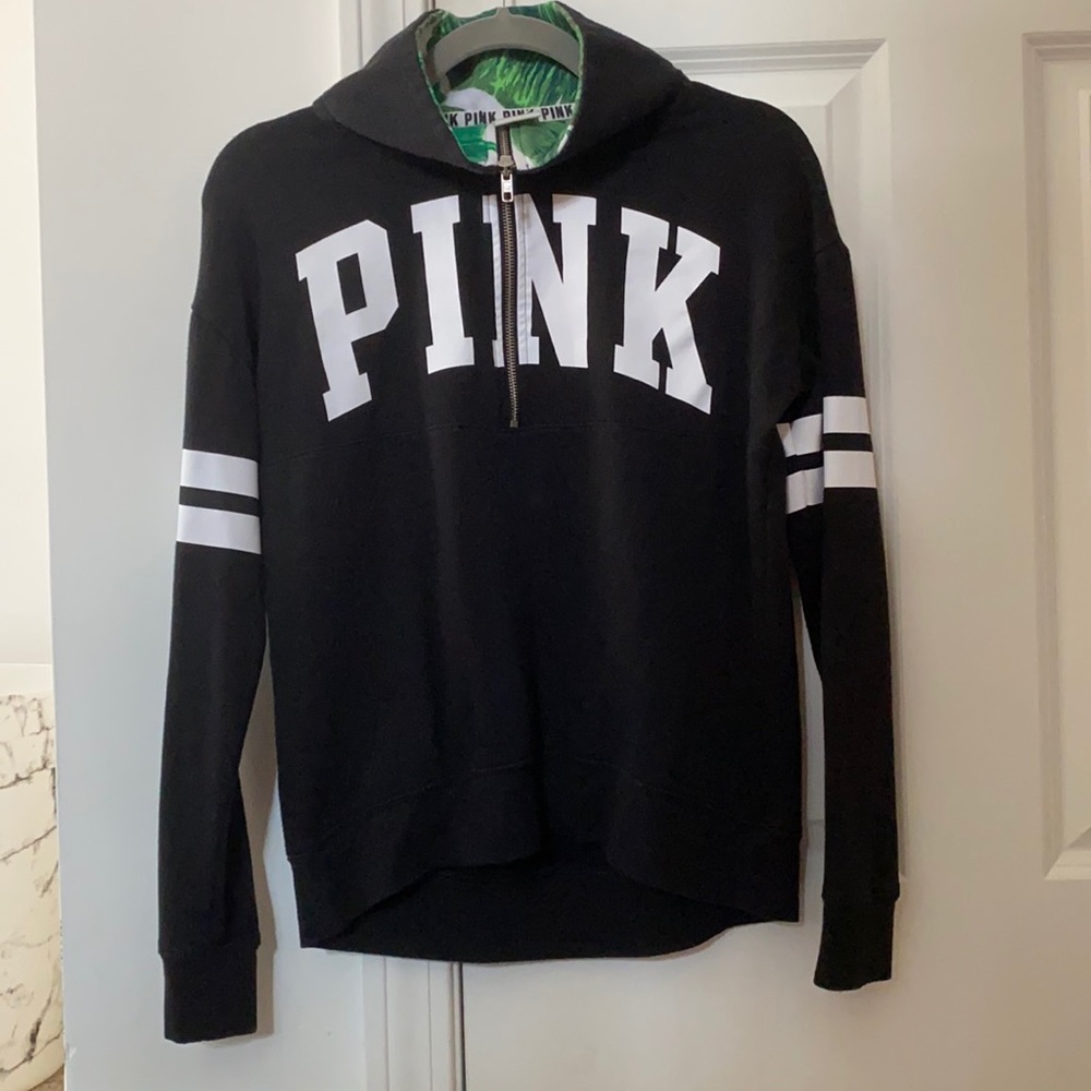 PINK black and white half zip size extra small